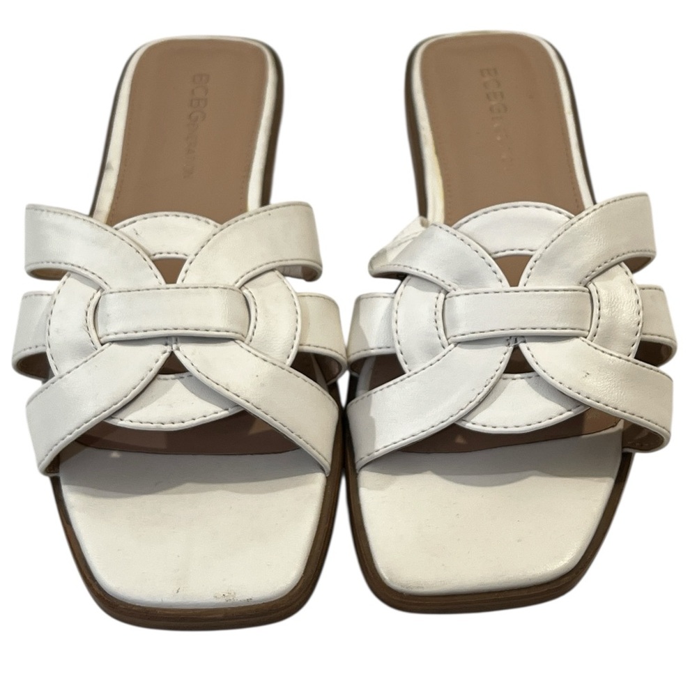 BCBGeneration Women's Meltem Flat Sandal, Women’s, Color White,‎ Size 7.5